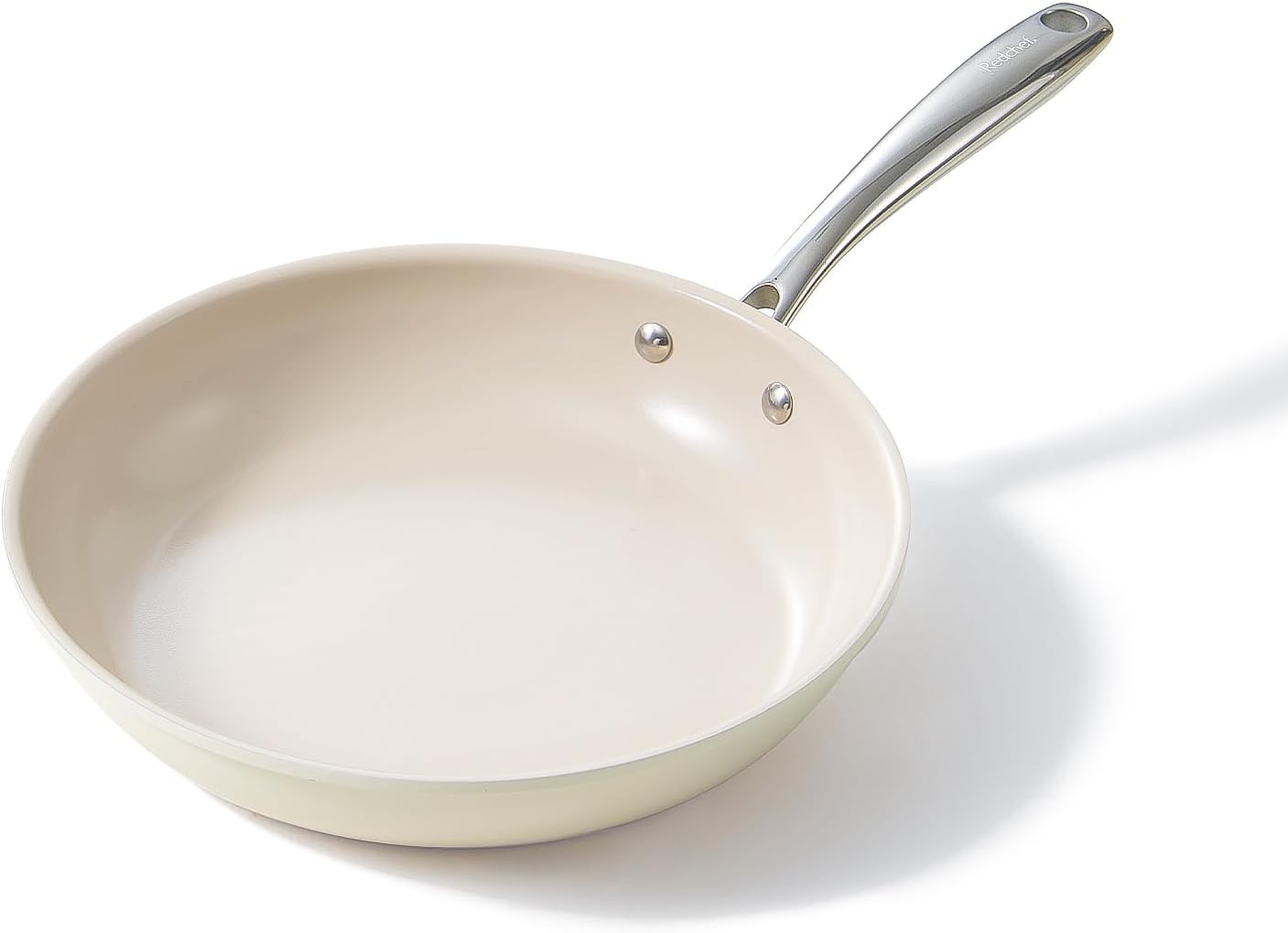 Redchef Ceramic Frying Pan Set, Non Stick Ceramic Pans for Cooking, 8" 9.5" 11" Skillet Set, No PFAS & PTFE & PFOA with Stainless Steel Handle, Oven Safe Max up to 842°F (Grey)
