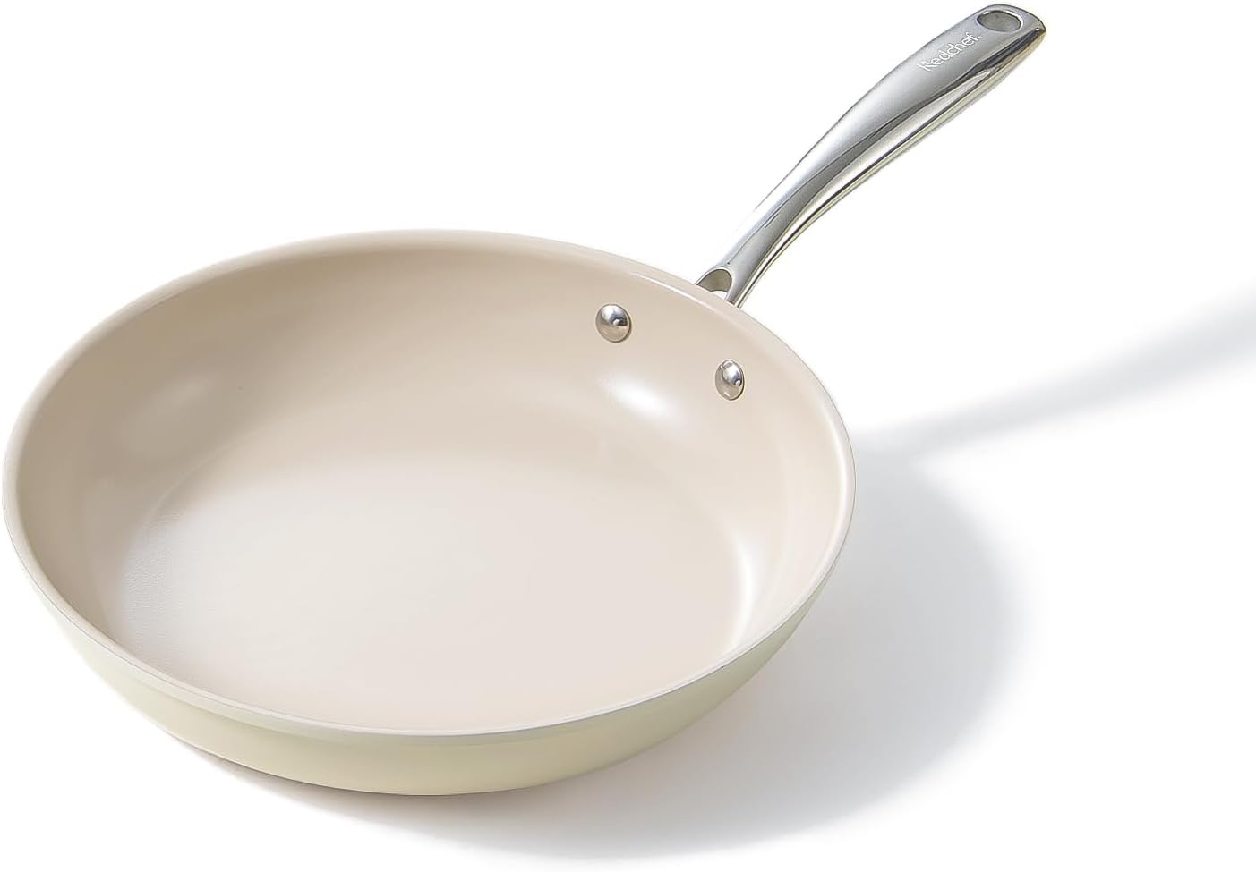 Redchef Ceramic Frying Pan Set, Non Stick Ceramic Pans for Cooking, 8" 9.5" 11" Skillet Set, No PFAS & PTFE & PFOA with Stainless Steel Handle, Oven Safe Max up to 842°F (Grey)