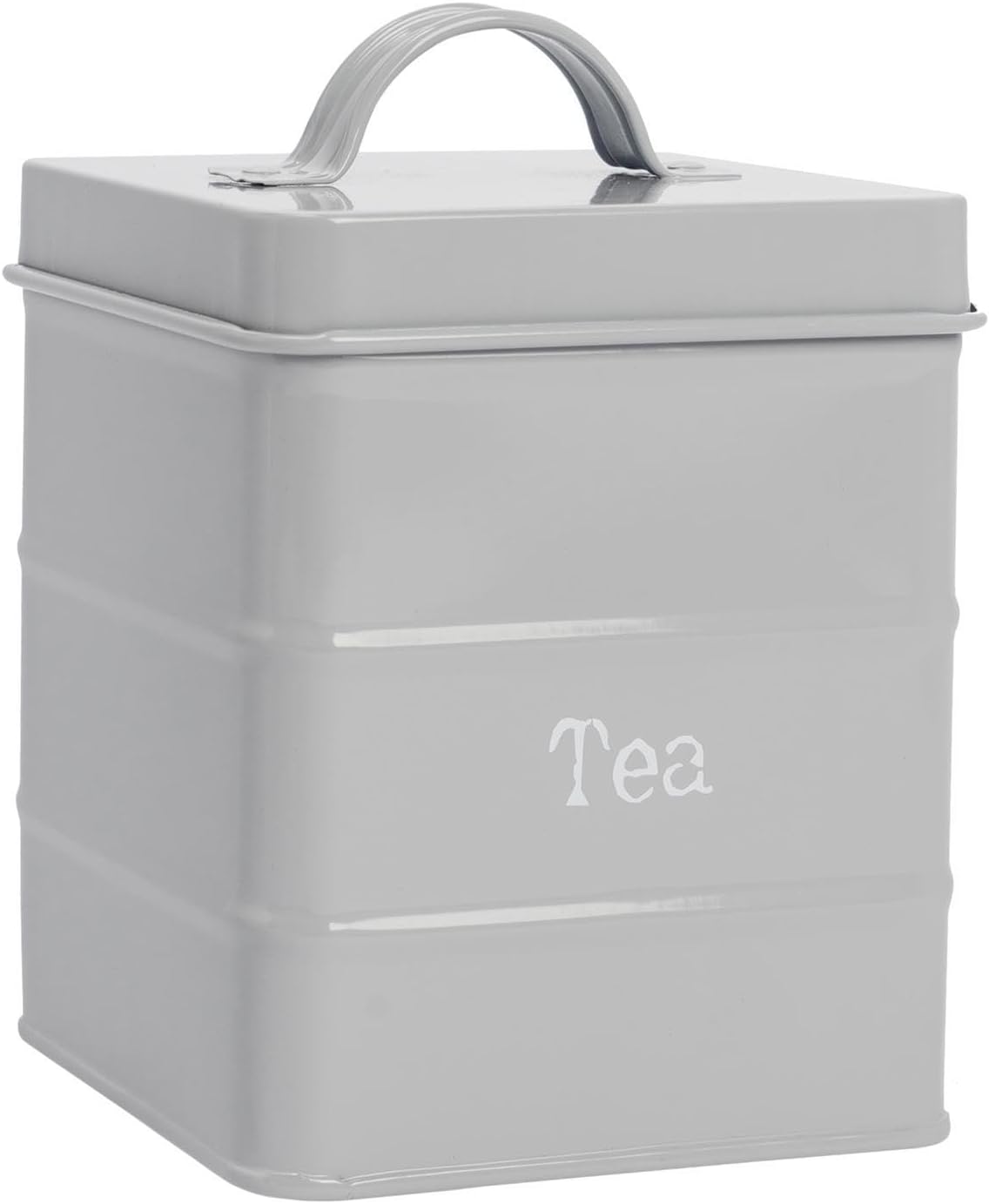 Harbour Housewares Metal Tea Canister - Cream - Pack of 1 - Vintage Metal Kitchen Storage Loose Tea Caddy Preserve Food Tin Bin Container Jars Airtight Lid
