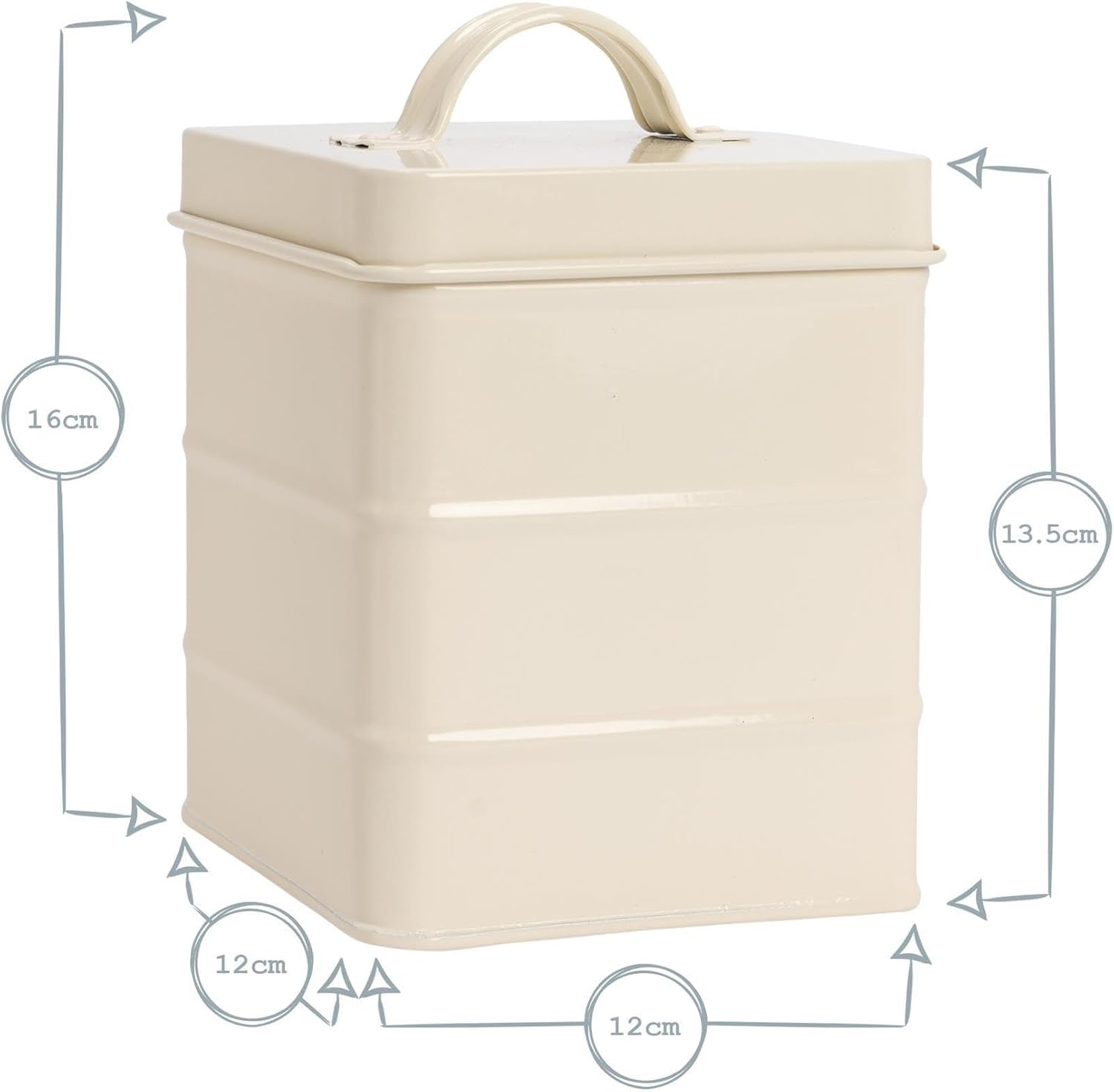 Harbour Housewares Metal Tea Canister - Cream - Pack of 1 - Vintage Metal Kitchen Storage Loose Tea Caddy Preserve Food Tin Bin Container Jars Airtight Lid