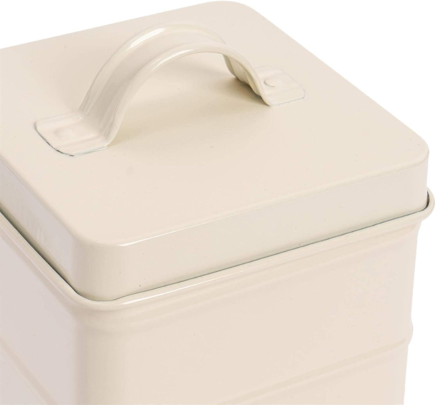 Harbour Housewares Metal Tea Canister - Cream - Pack of 1 - Vintage Metal Kitchen Storage Loose Tea Caddy Preserve Food Tin Bin Container Jars Airtight Lid