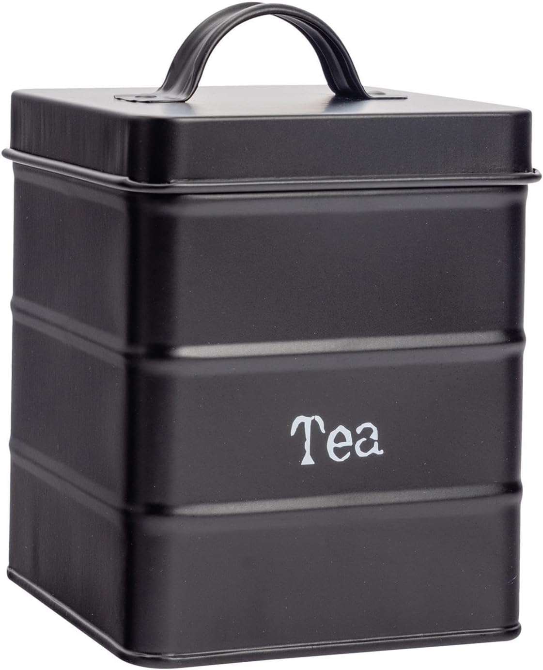 Harbour Housewares Metal Tea Canister - Cream - Pack of 1 - Vintage Metal Kitchen Storage Loose Tea Caddy Preserve Food Tin Bin Container Jars Airtight Lid