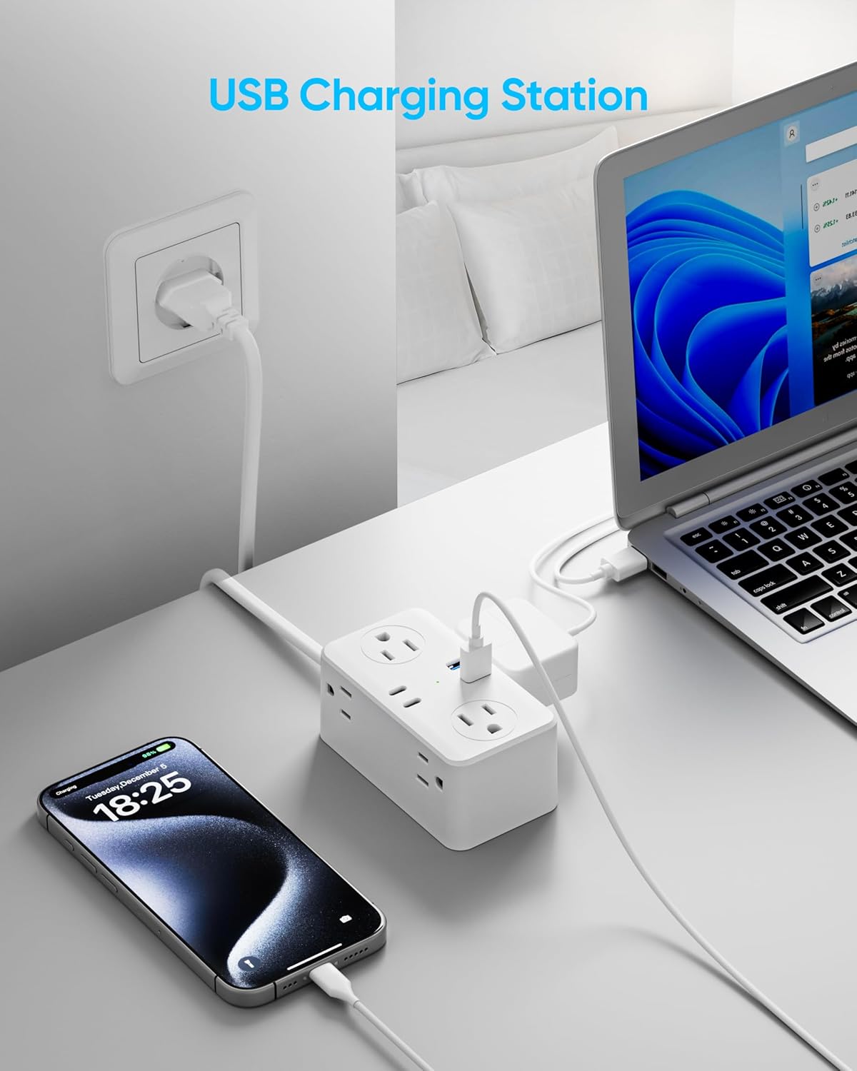 UK Adapters for Travel, US to UK Plug Adapter, 6 AC Outlets, 4 USB Ports (2 USB C), 3ft Wrapped Around Extension Cord, Type G Plug Adapter, for UK Ireland Hong Kong Travel