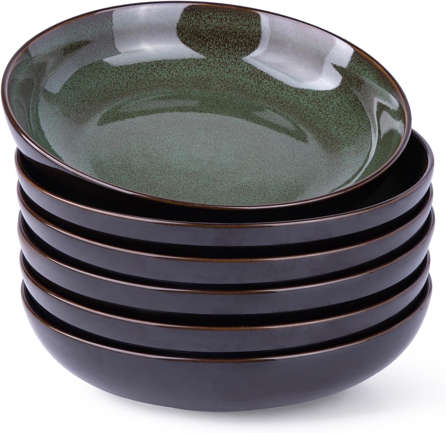 LeRatio Dinner Set for 6, 18 Piece Stoneware Plates and Bowls Set, Chip & Scratch Resistant Reactive Glazed Dinnerware Set, Dishwasher & Microwave Safe Crockery Set (Cappuccino, Service for 6)