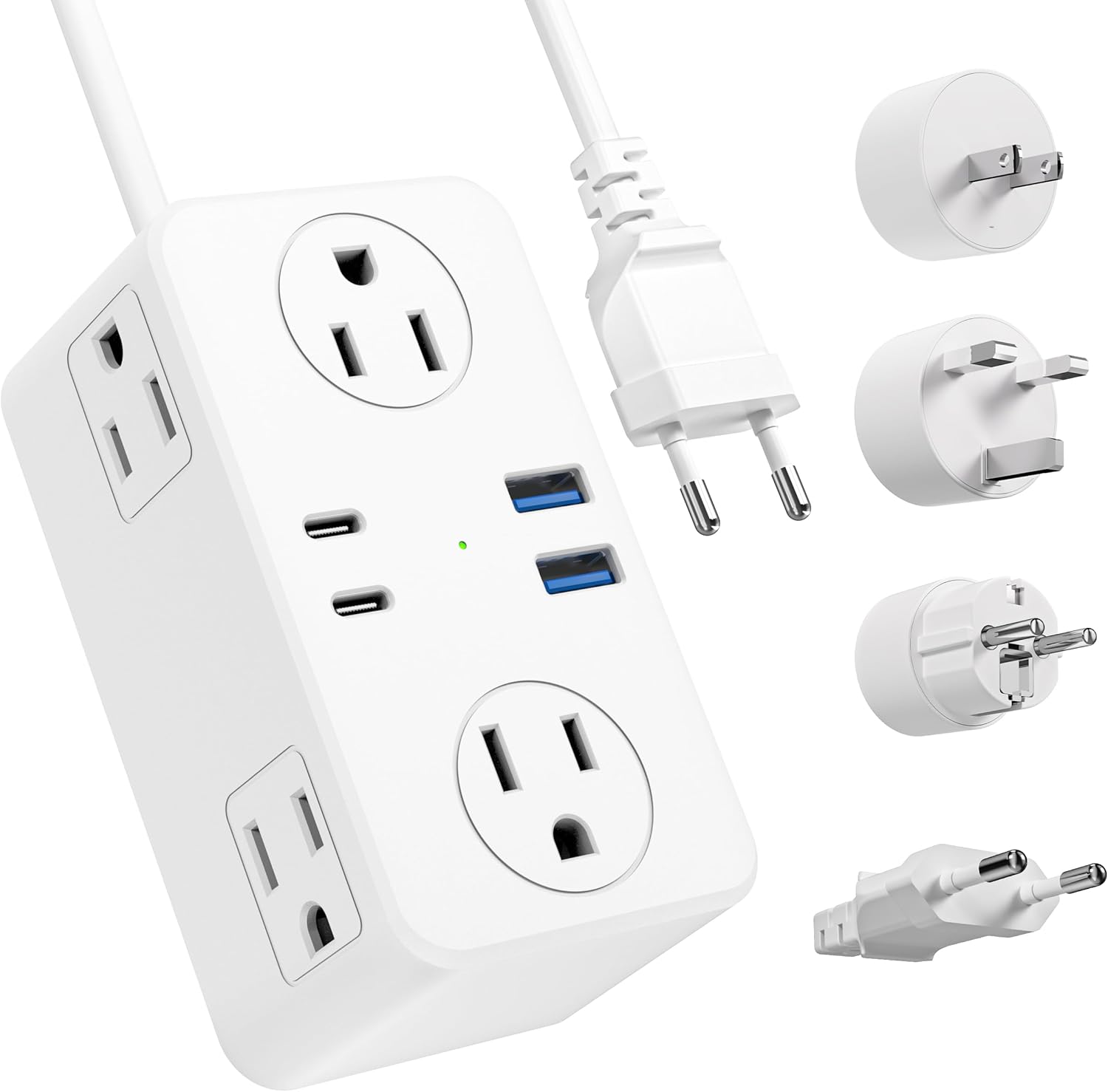 UK Adapters for Travel, US to UK Plug Adapter, 6 AC Outlets, 4 USB Ports (2 USB C), 3ft Wrapped Around Extension Cord, Type G Plug Adapter, for UK Ireland Hong Kong Travel