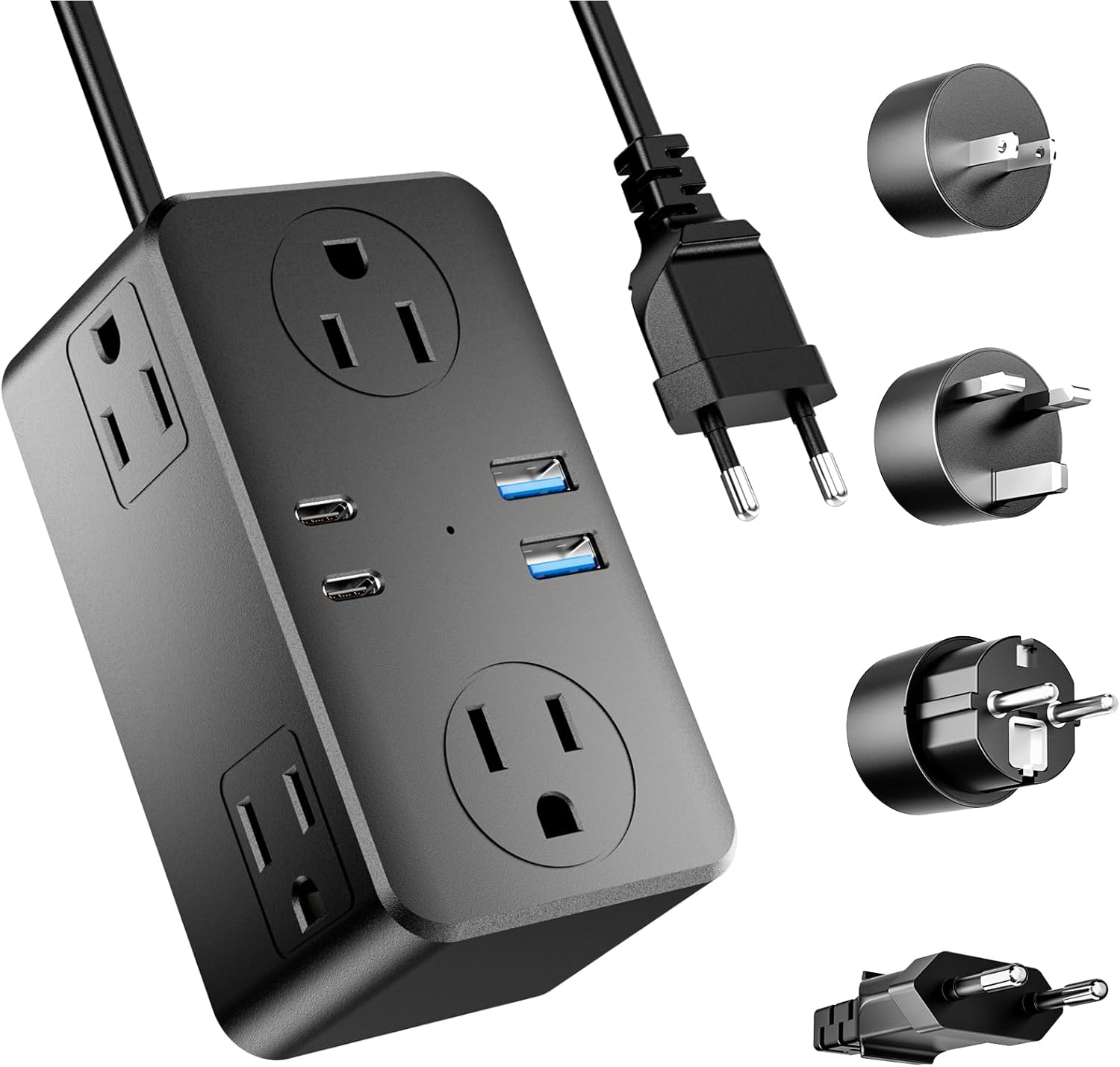 UK Adapters for Travel, US to UK Plug Adapter, 6 AC Outlets, 4 USB Ports (2 USB C), 3ft Wrapped Around Extension Cord, Type G Plug Adapter, for UK Ireland Hong Kong Travel