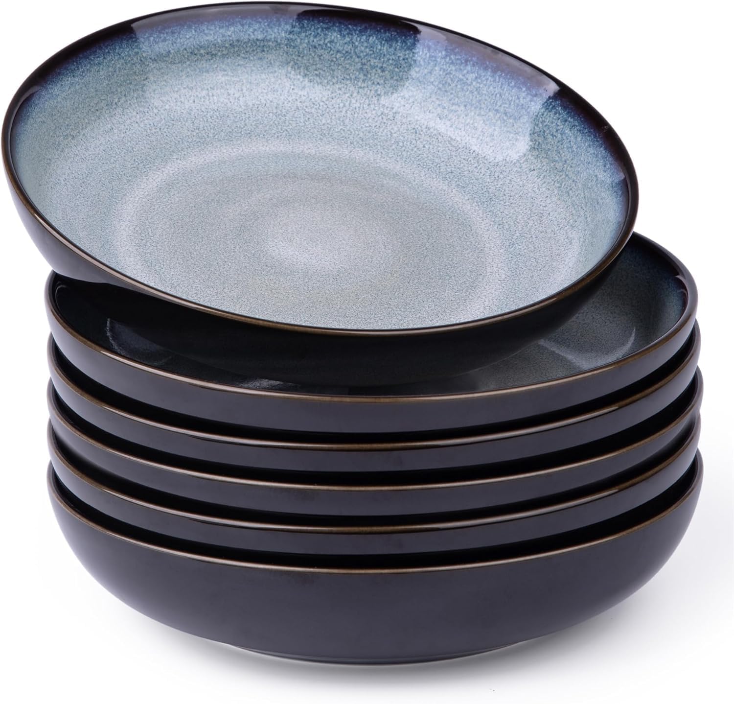 LeRatio Dinner Set for 6, 18 Piece Stoneware Plates and Bowls Set, Chip & Scratch Resistant Reactive Glazed Dinnerware Set, Dishwasher & Microwave Safe Crockery Set (Cappuccino, Service for 6)