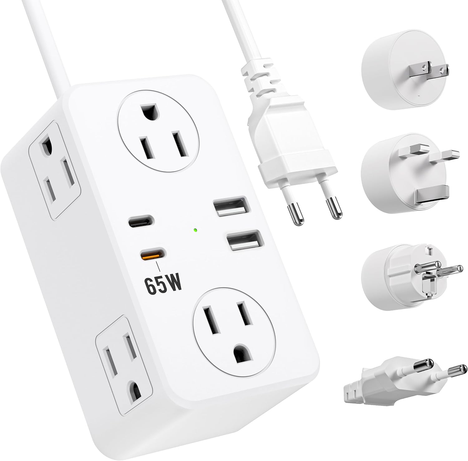 UK Adapters for Travel, US to UK Plug Adapter, 6 AC Outlets, 4 USB Ports (2 USB C), 3ft Wrapped Around Extension Cord, Type G Plug Adapter, for UK Ireland Hong Kong Travel