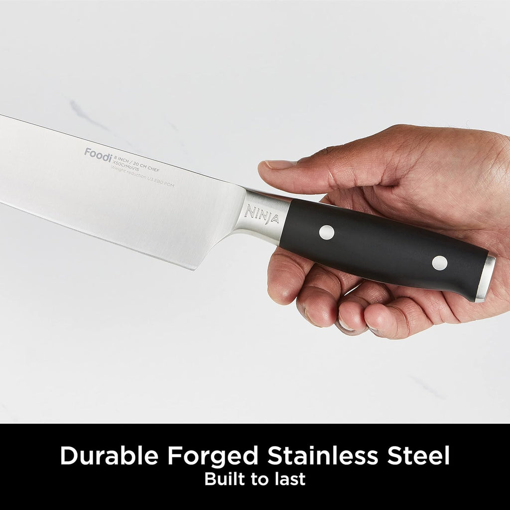 Ninja Foodi StaySharp Knife Block with Integrated Sharpener; 5 Knives and Scissors (1 pair), Sharp 6-Piece Knife Set; Chef, Bread, Slicing, Utility, Paring Knives & Scissors, Stainless Steel, K32006UK