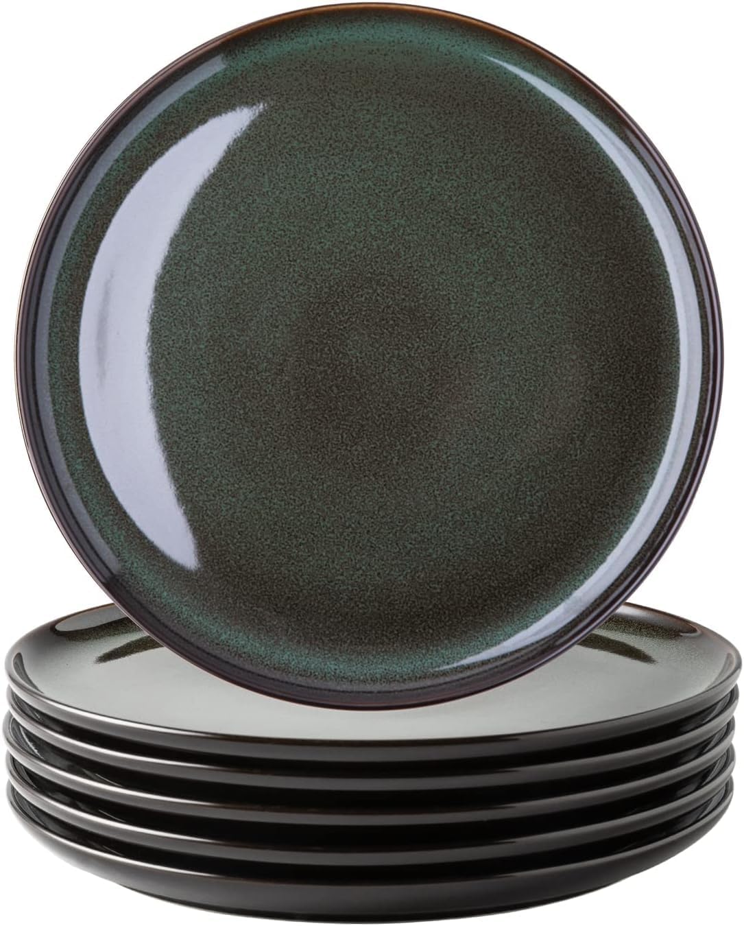 LeRatio Dinner Set for 6, 18 Piece Stoneware Plates and Bowls Set, Chip & Scratch Resistant Reactive Glazed Dinnerware Set, Dishwasher & Microwave Safe Crockery Set (Cappuccino, Service for 6)
