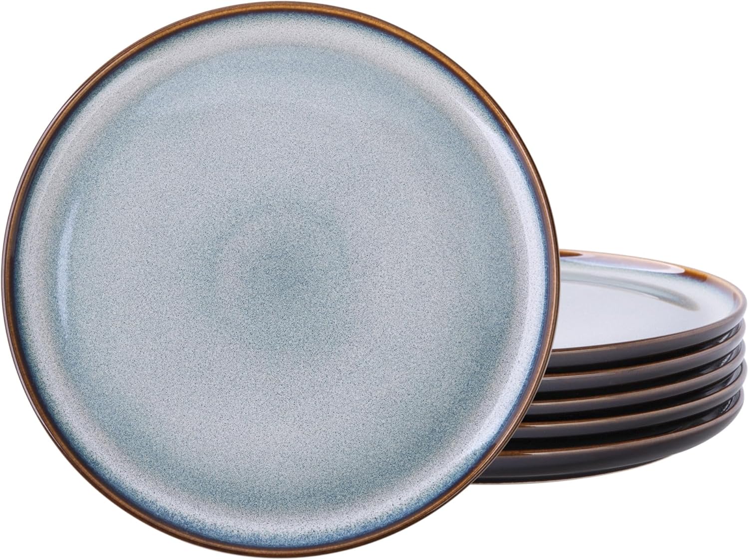 LeRatio Dinner Set for 6, 18 Piece Stoneware Plates and Bowls Set, Chip & Scratch Resistant Reactive Glazed Dinnerware Set, Dishwasher & Microwave Safe Crockery Set (Cappuccino, Service for 6)