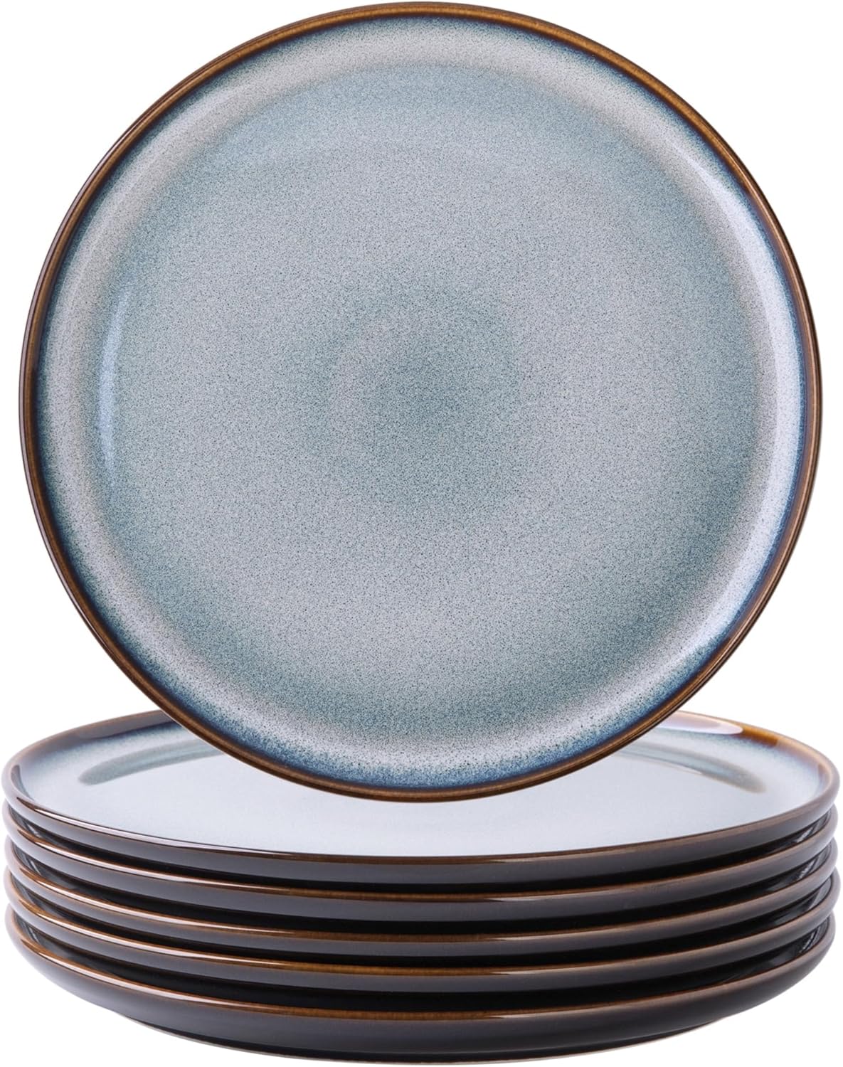 LeRatio Dinner Set for 6, 18 Piece Stoneware Plates and Bowls Set, Chip & Scratch Resistant Reactive Glazed Dinnerware Set, Dishwasher & Microwave Safe Crockery Set (Cappuccino, Service for 6)