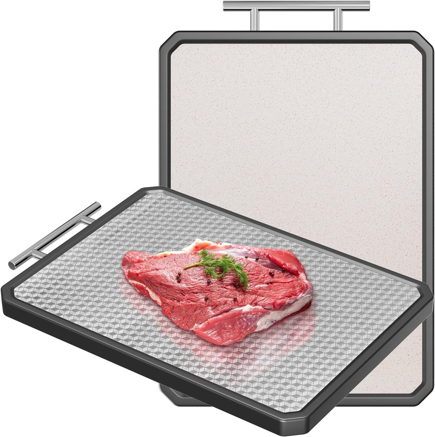 Titanium Cutting Boards for Kitchen, Large 16x11 Inch Pure Titanium and Wheat Straw PP Double Sided Chopping Board, Dishwasher Safe, Easy to Clean