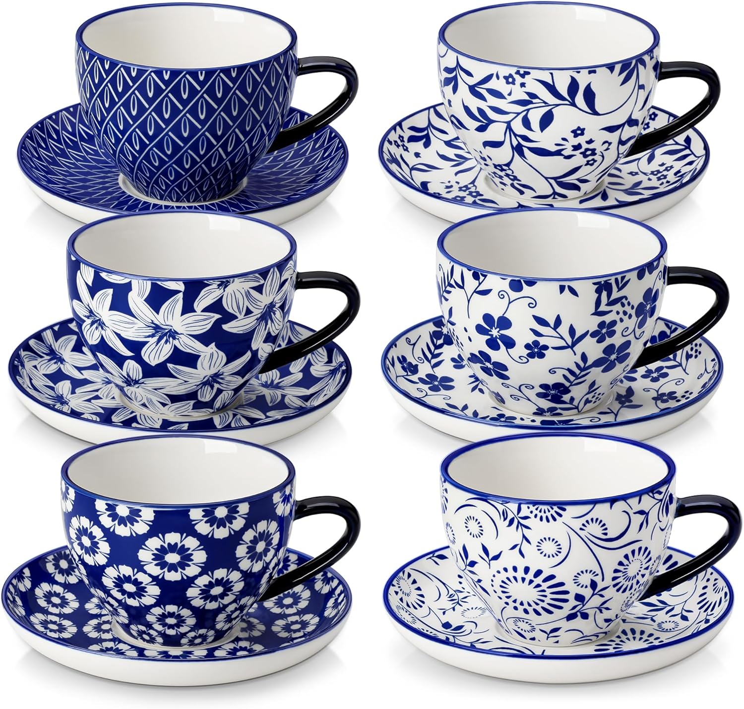 vancasso Selene Dinner Set for 4, 12 Pieces Porcelain Vintage Blue Plates and Bowls Set Kitchen Dinnerware Sets Crockery Set, Mircowave and Dishwasher Safe Dishes Set