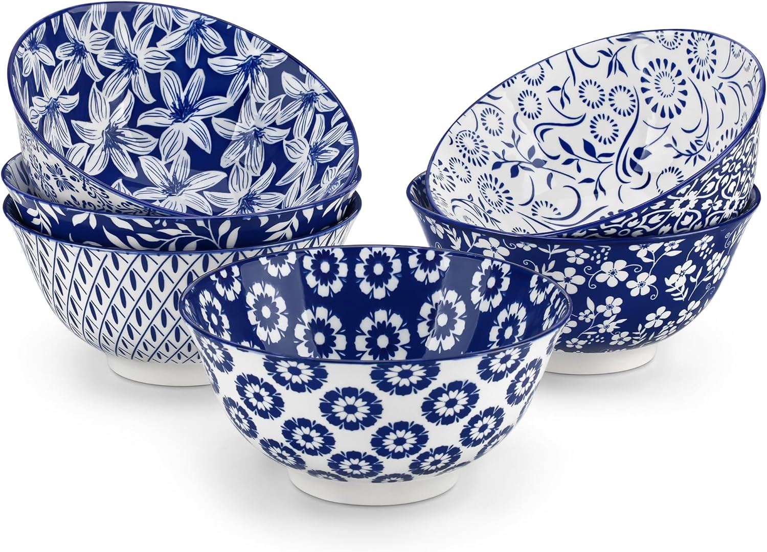 vancasso Selene Dinner Set for 4, 12 Pieces Porcelain Vintage Blue Plates and Bowls Set Kitchen Dinnerware Sets Crockery Set, Mircowave and Dishwasher Safe Dishes Set