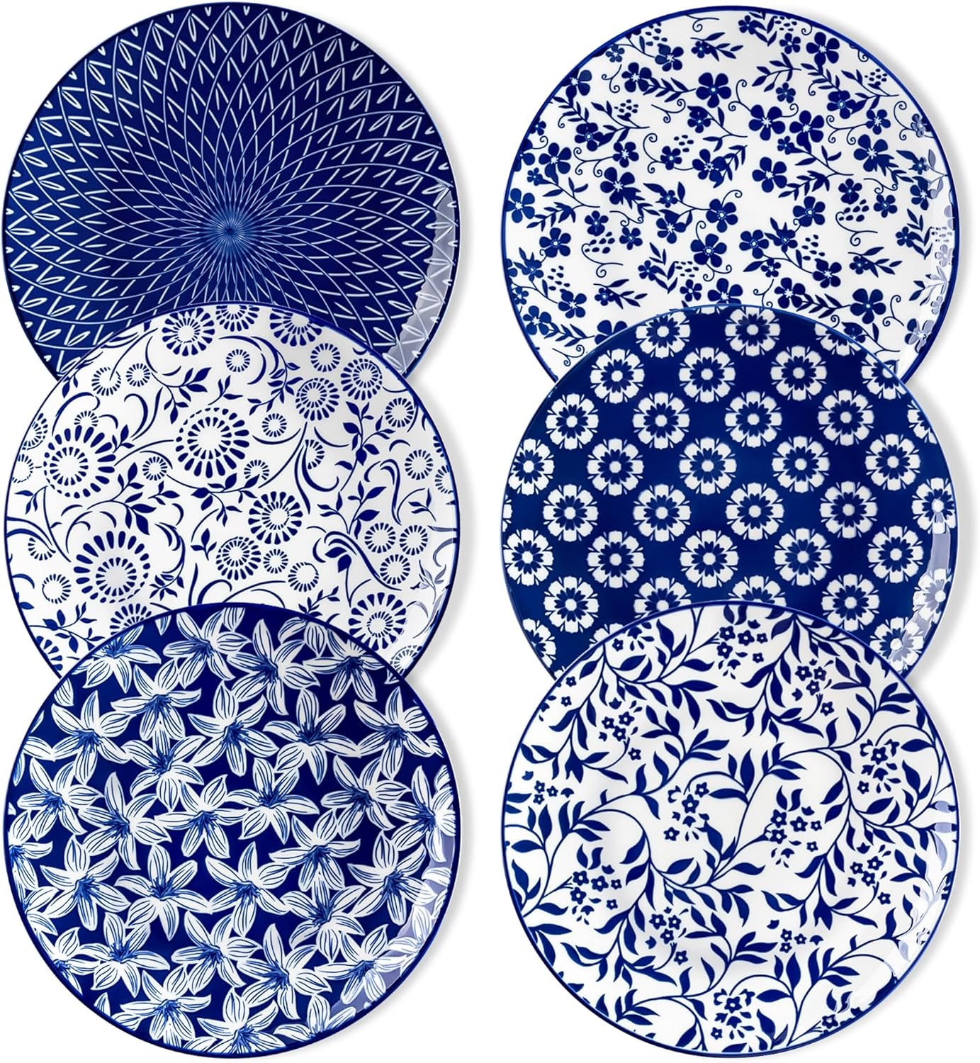vancasso Selene Dinner Set for 4, 12 Pieces Porcelain Vintage Blue Plates and Bowls Set Kitchen Dinnerware Sets Crockery Set, Mircowave and Dishwasher Safe Dishes Set
