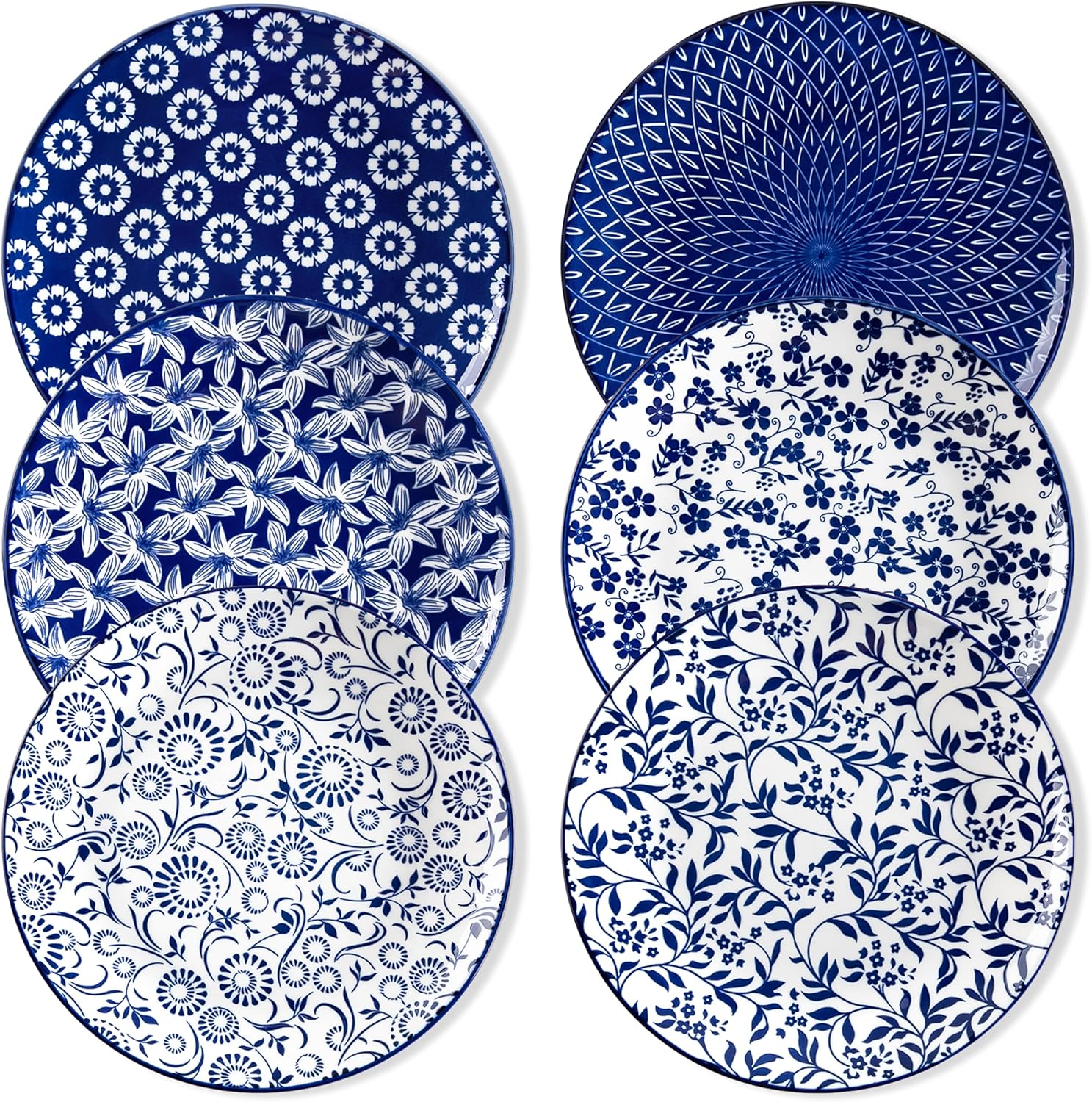 vancasso Selene Dinner Set for 4, 12 Pieces Porcelain Vintage Blue Plates and Bowls Set Kitchen Dinnerware Sets Crockery Set, Mircowave and Dishwasher Safe Dishes Set