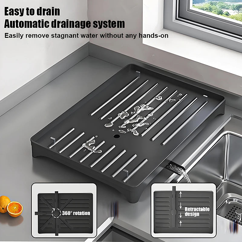 For kitchen countertops, use a two-layer dish drying rack and a kitchen countertop dish draining rack with a draining board