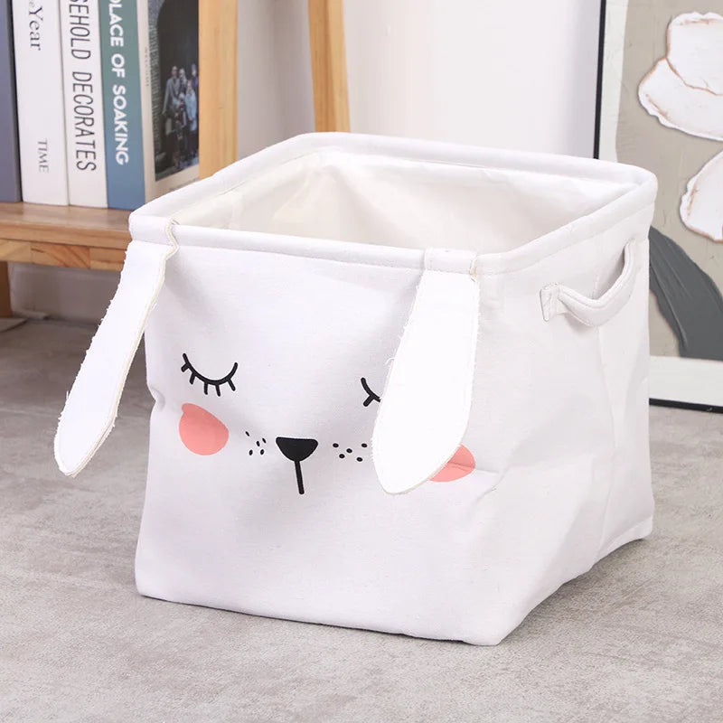 3D Rabbits Storage Bag Canvas Eva Rope Organizer Baskets Finishing Foldable Sundries Drawstring Large Collapsible Laundry Basket