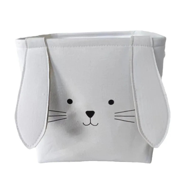 3D Rabbits Storage Bag Canvas Eva Rope Organizer Baskets Finishing Foldable Sundries Drawstring Large Collapsible Laundry Basket