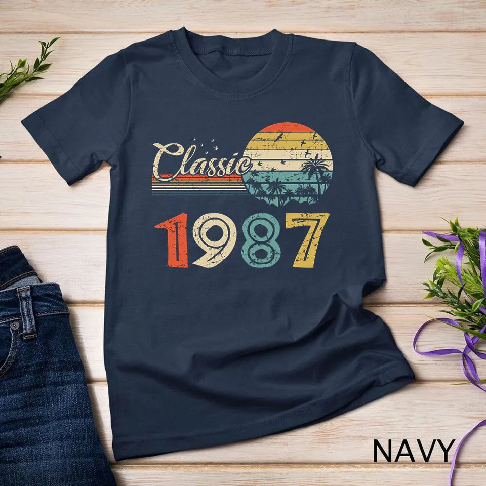 1987 Men Classic Tshirt Colorful Rainbow Coconut Print Tees Men Women Street Trend Vintage Short Sleeve High Quality Cotton Tops