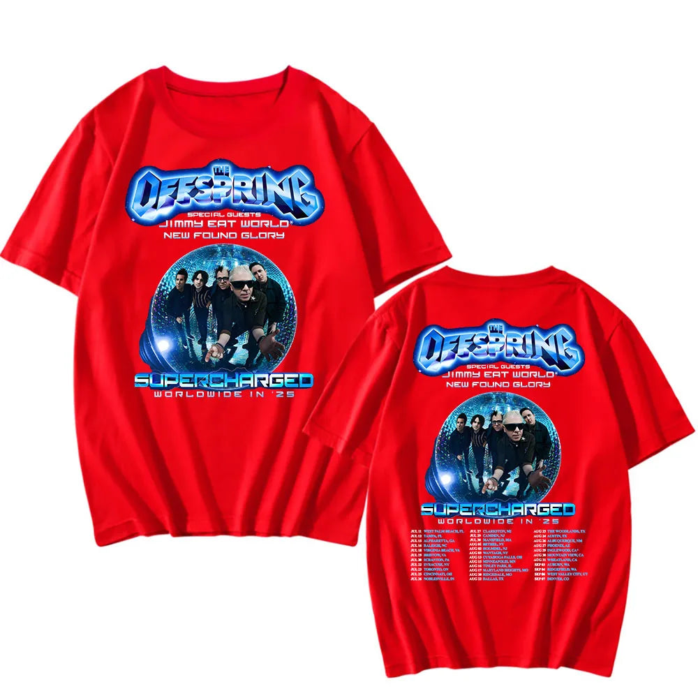 The Offspring: Supercharged Worldwide in 25 T-shirt New Album Tour Graphic Tshirts Summer Cotton Short Sleeve T Shirt for Mens