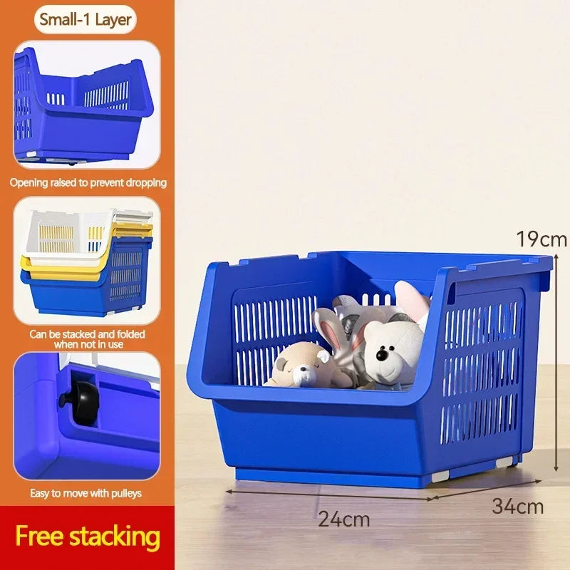 Stackable Basket Kitchen With Wheels Toy Storage Rack Plastic Stackable Storage Bins Open Front Pantry Fruit Kitchen Bathroom