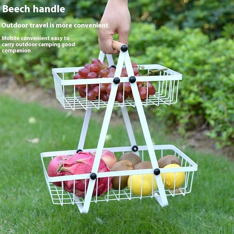 New 2 3 Tiers Countertop Fruit Basket Portable Iron Art Kitchen Organizer for Fruits Bread Snacks Storage Rack