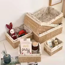 Handmade Woven Storage Basket Multi-purpose Snack Organizer Baskets
