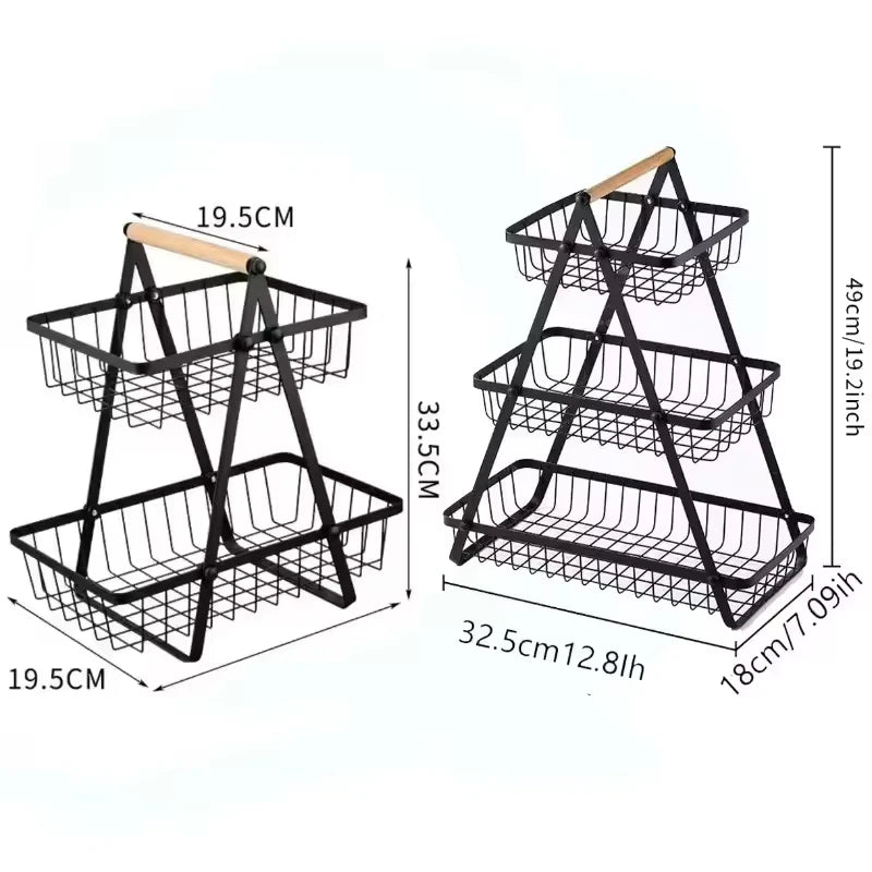2-Tier Fruit Basket ,Fruit Bowl Holder Bread Basket Vegetable Rack, Detachable Fruit Holder for Fruit, Vegetables, Snacks