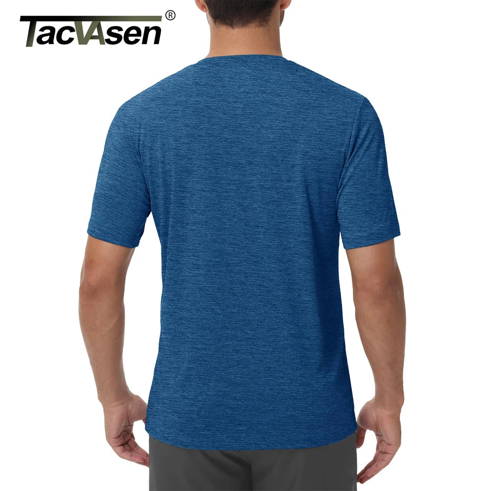TACVASEN Quick Dry Sun Protection Shirts Mens Mesh Short Sleeve UPF 50+ Athletic T-Shirts Hiking Running Workout Gym Rash Guard
