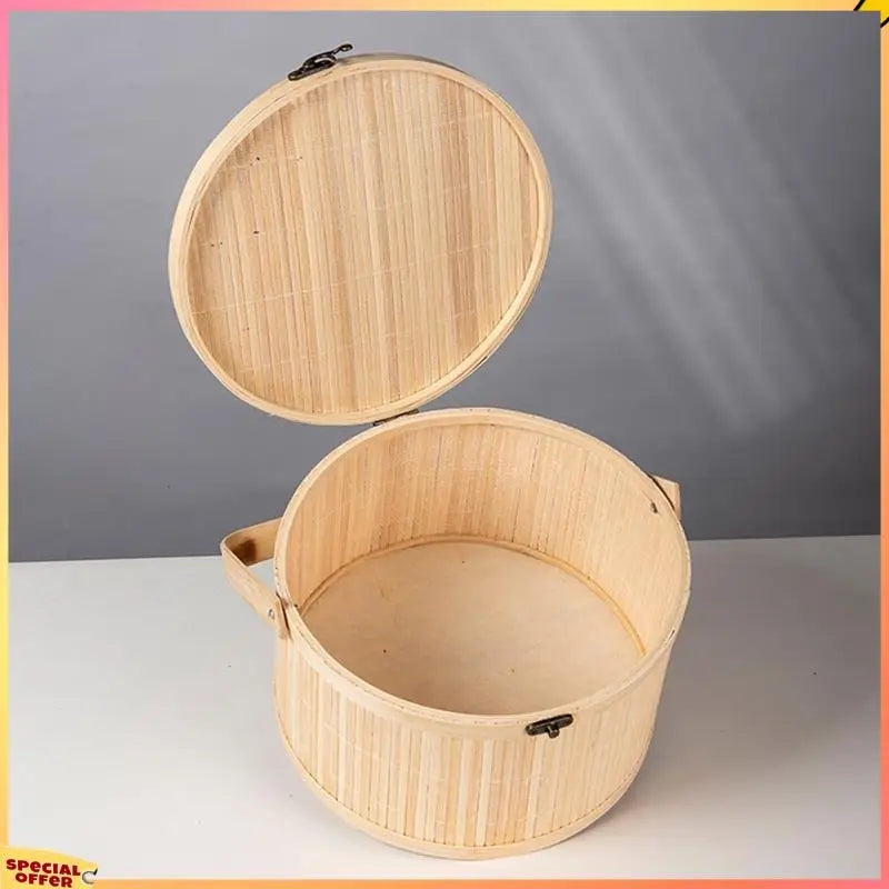 ABFI Bamboo Woven Baskets Antique Colored Pastry Specialty Gift Basket Vintage Bamboo Woven Lunch Box Basket
