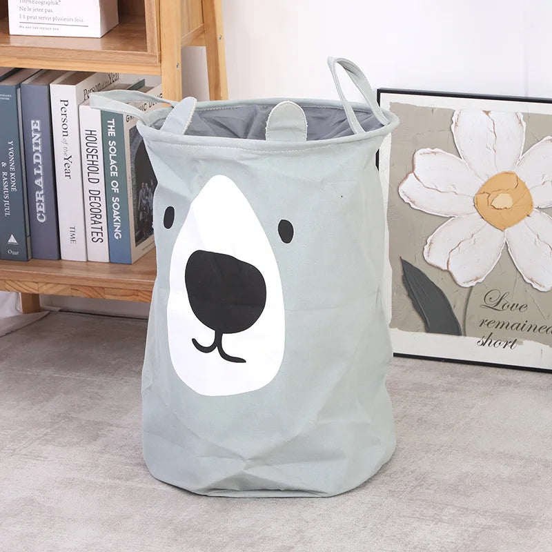 3D Rabbits Storage Bag Canvas Eva Rope Organizer Baskets Finishing Foldable Sundries Drawstring Large Collapsible Laundry Basket