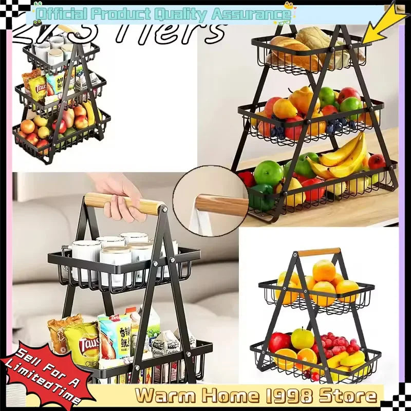 2-Tier Fruit Basket ,Fruit Bowl Holder Bread Basket Vegetable Rack, Detachable Fruit Holder for Fruit, Vegetables, Snacks