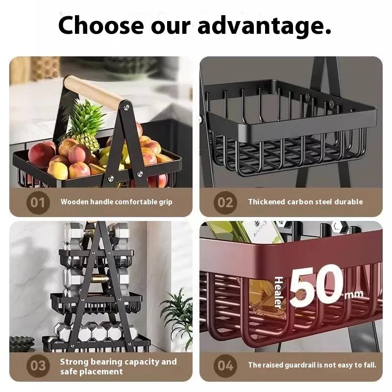 2-Tier Fruit Basket ,Fruit Bowl Holder Bread Basket Vegetable Rack, Detachable Fruit Holder for Fruit, Vegetables, Snacks