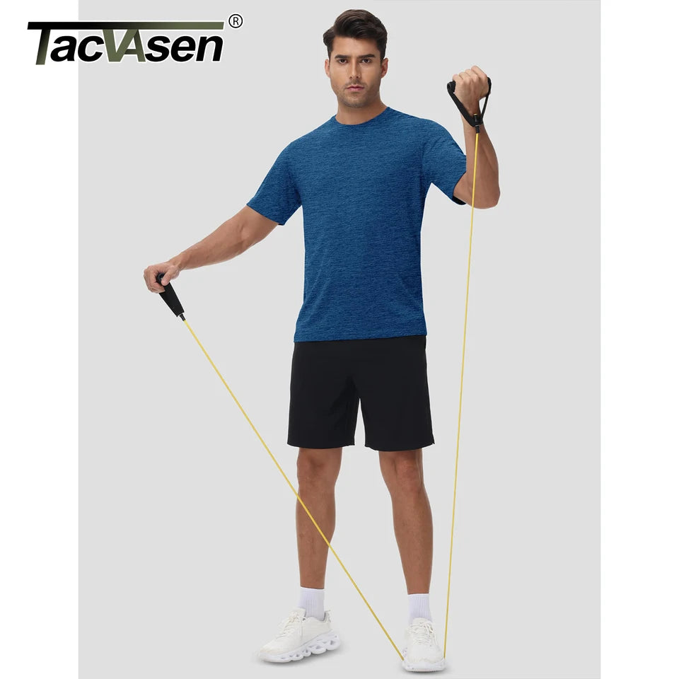 TACVASEN Quick Dry Sun Protection Shirts Mens Mesh Short Sleeve UPF 50+ Athletic T-Shirts Hiking Running Workout Gym Rash Guard