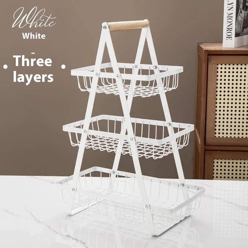 2-Tier Fruit Basket ,Fruit Bowl Holder Bread Basket Vegetable Rack, Detachable Fruit Holder for Fruit, Vegetables, Snacks