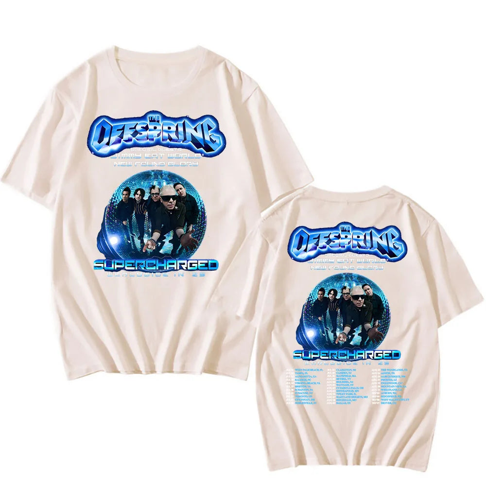 The Offspring: Supercharged Worldwide in 25 T-shirt New Album Tour Graphic Tshirts Summer Cotton Short Sleeve T Shirt for Mens
