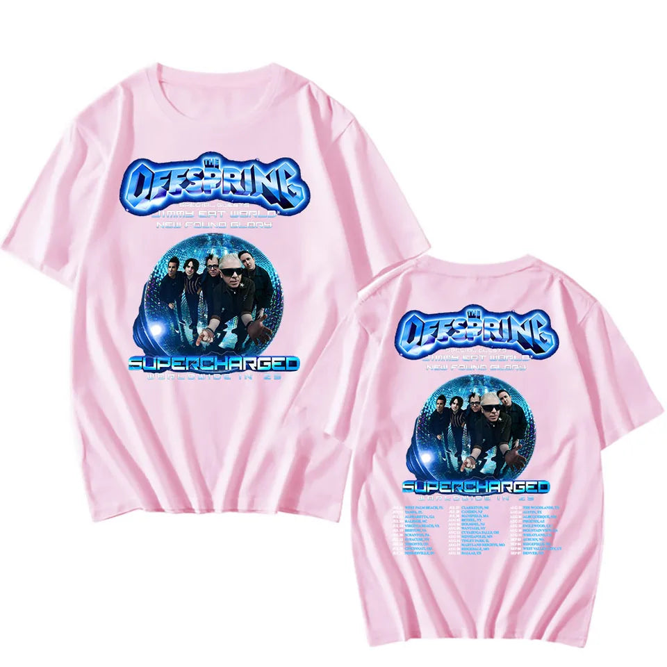 The Offspring: Supercharged Worldwide in 25 T-shirt New Album Tour Graphic Tshirts Summer Cotton Short Sleeve T Shirt for Mens