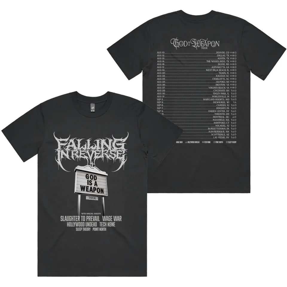 God Is A Weapon Tour 2025 NEW T-shirt Band Falling in Reverse Graphic Tshirts Cotton Short Sleeve Male T Shirt Unisex Streetwear