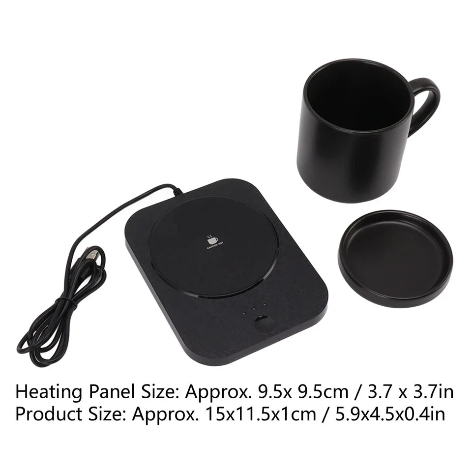 Coffee Mug Electric Warmer Intelligent 55℃ Constant Warm USB Power Supply Beverage Warmer with Ceramic Cup for Desk 5V