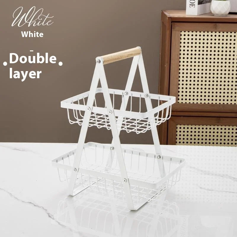 2-Tier Fruit Basket ,Fruit Bowl Holder Bread Basket Vegetable Rack, Detachable Fruit Holder for Fruit, Vegetables, Snacks