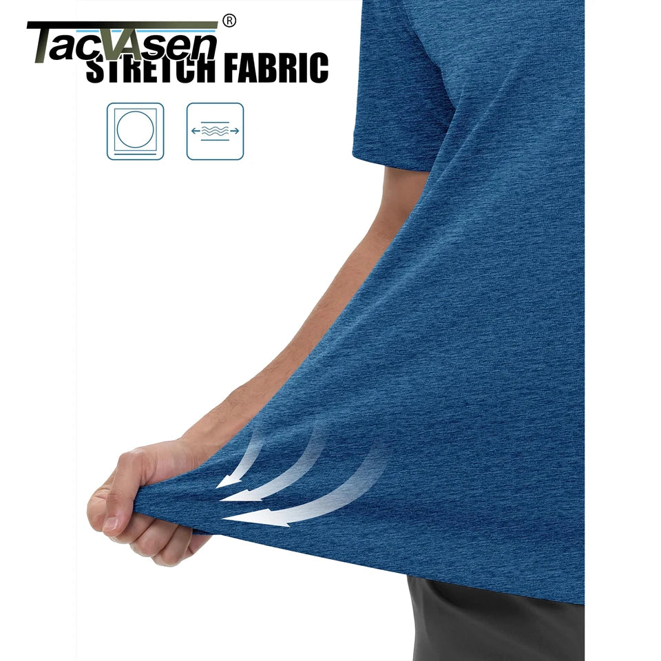 TACVASEN Quick Dry Sun Protection Shirts Mens Mesh Short Sleeve UPF 50+ Athletic T-Shirts Hiking Running Workout Gym Rash Guard