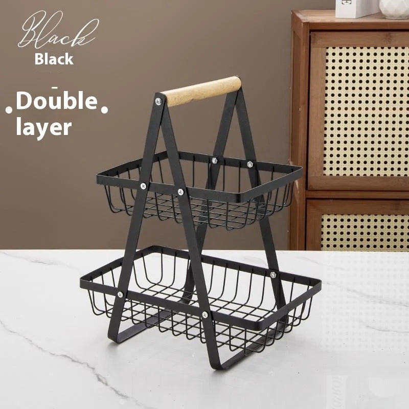 2-Tier Fruit Basket ,Fruit Bowl Holder Bread Basket Vegetable Rack, Detachable Fruit Holder for Fruit, Vegetables, Snacks
