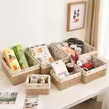 Handmade Woven Storage Basket Multi-purpose Snack Organizer Baskets