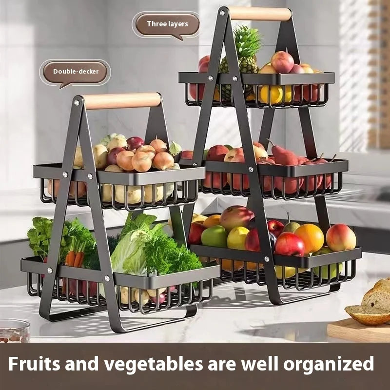 2-Tier Fruit Basket ,Fruit Bowl Holder Bread Basket Vegetable Rack, Detachable Fruit Holder for Fruit, Vegetables, Snacks