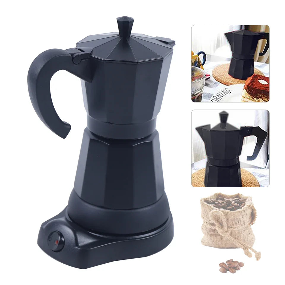 Espresso Maker Electric Coffee Maker Aluminium Mocha Pot Espresso Jug Coffee Maker With Electric Hob 300 Ml 6 Cups
