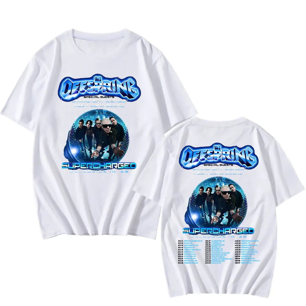 The Offspring: Supercharged Worldwide in 25 T-shirt New Album Tour Graphic Tshirts Summer Cotton Short Sleeve T Shirt for Mens