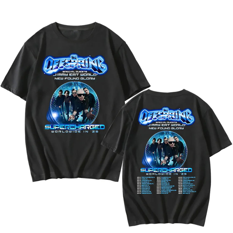 The Offspring: Supercharged Worldwide in 25 T-shirt New Album Tour Graphic Tshirts Summer Cotton Short Sleeve T Shirt for Mens