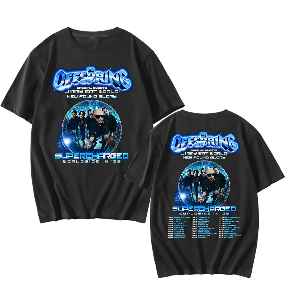 The Offspring: Supercharged Worldwide in 25 T-shirt New Album Tour Graphic Tshirts Summer Cotton Short Sleeve T Shirt for Mens